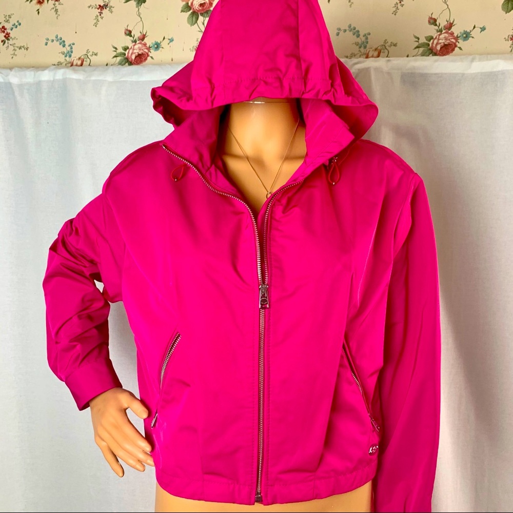 NWT Coach Pink Ruby Zip Hooded Windbreaker, Small